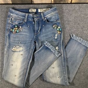 Indigo Rein distressed and embellished jeans juniors/teens size 5